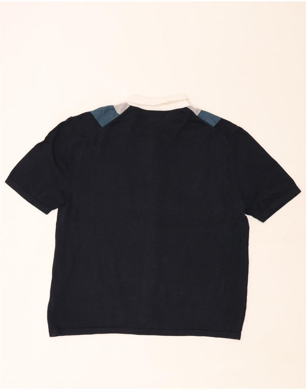 Maglione cardigan a maniche corte da uomo Marks & Spencer XL a righe blu navy