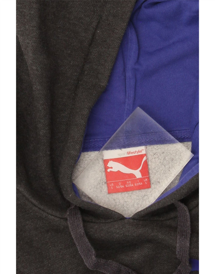 Felpa con cappuccio grafica da uomo Puma grande grigia