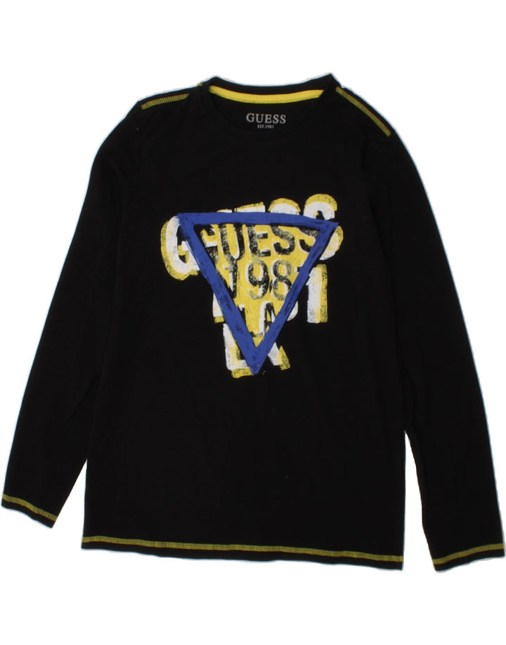 GUESS Boys Graphic Top Long Sleeve 11-12 Years Black Cotton Vintage Guess and Second-Hand Guess from Messina Hembry 