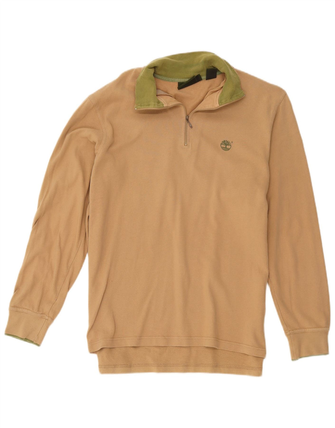 Felpa Timberland da uomo con zip e collo, piccola, in cotone beige