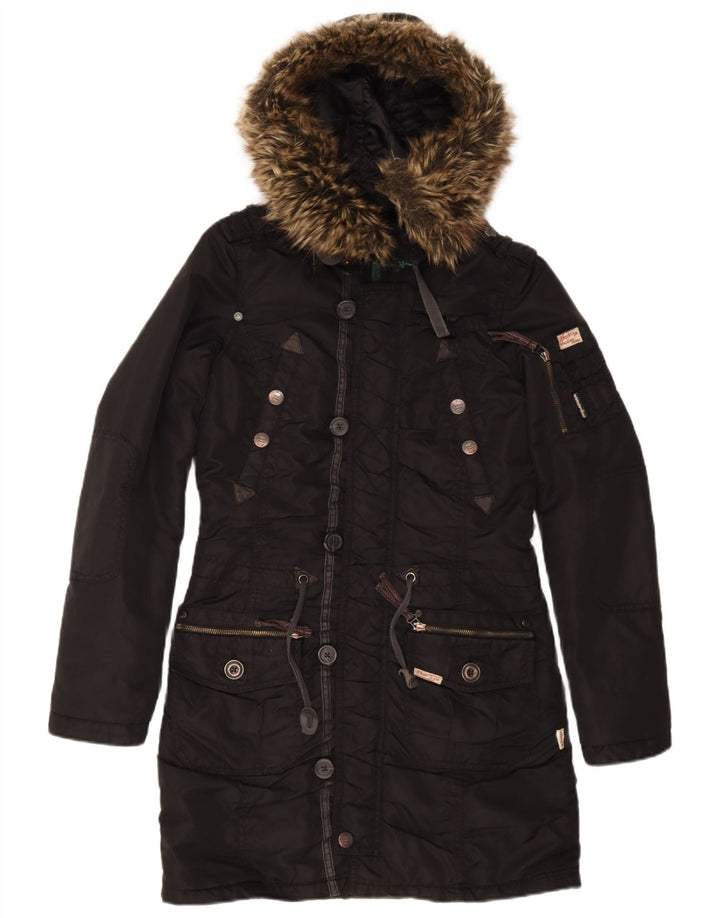 Giacca parka con cappuccio da donna KHUJO UK 10 piccola nera