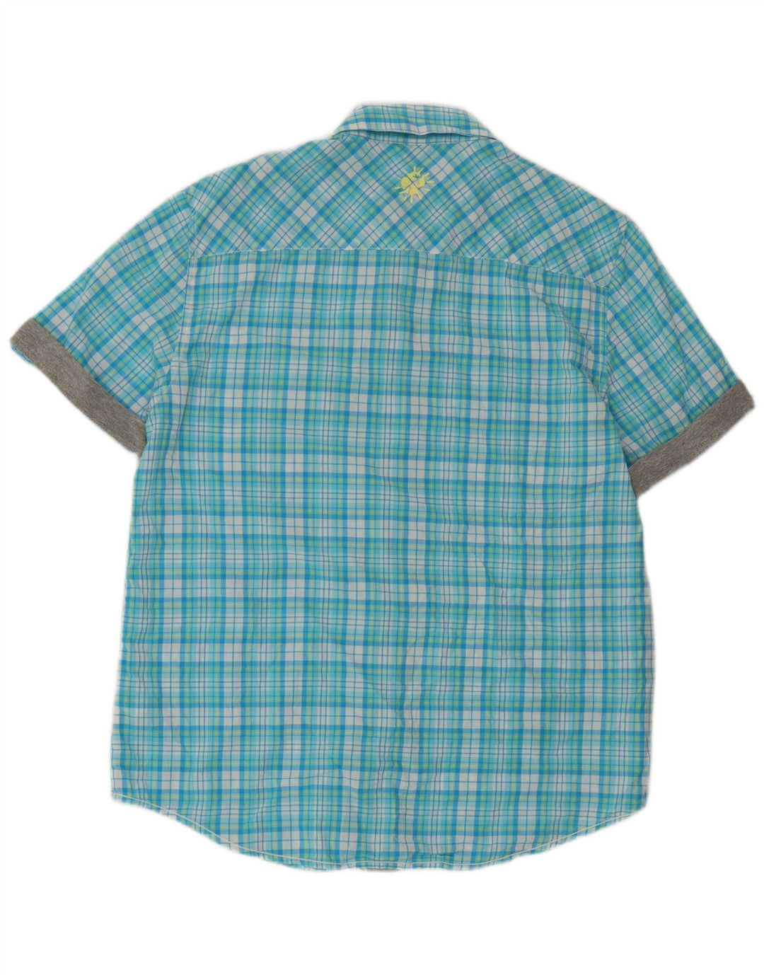 Maglia a maniche corte da uomo Puma in cotone a quadri blu grandi