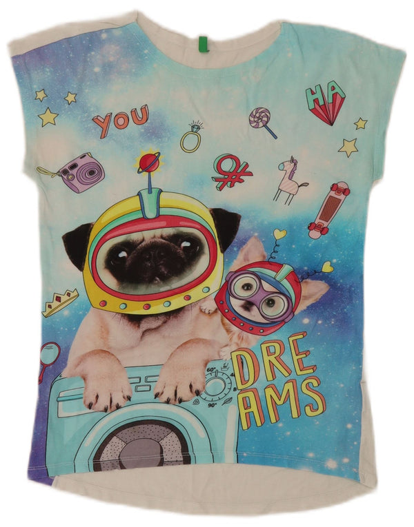 T-shirt grafica Benetton per ragazze Disney Top 13-14 anni 2XL Multicolore