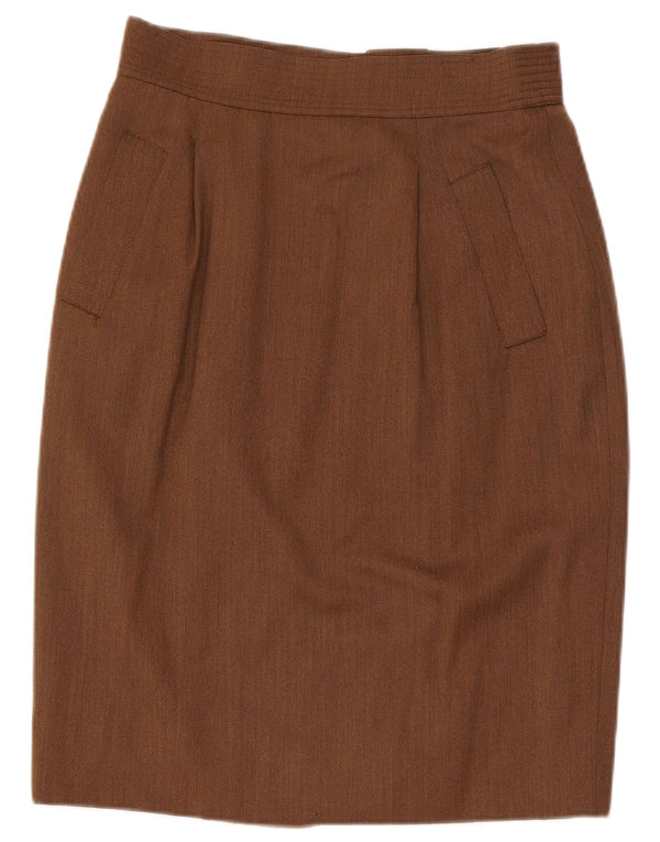 Max Mara Womens Pencil Skirt UK 16 Large W32 Brown Wool