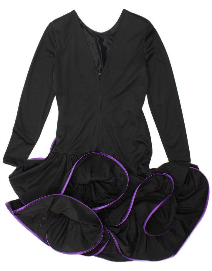 VERA MONT Abito asimmetrico a maniche lunghe da donna UK 8 Piccolo poliestere nero