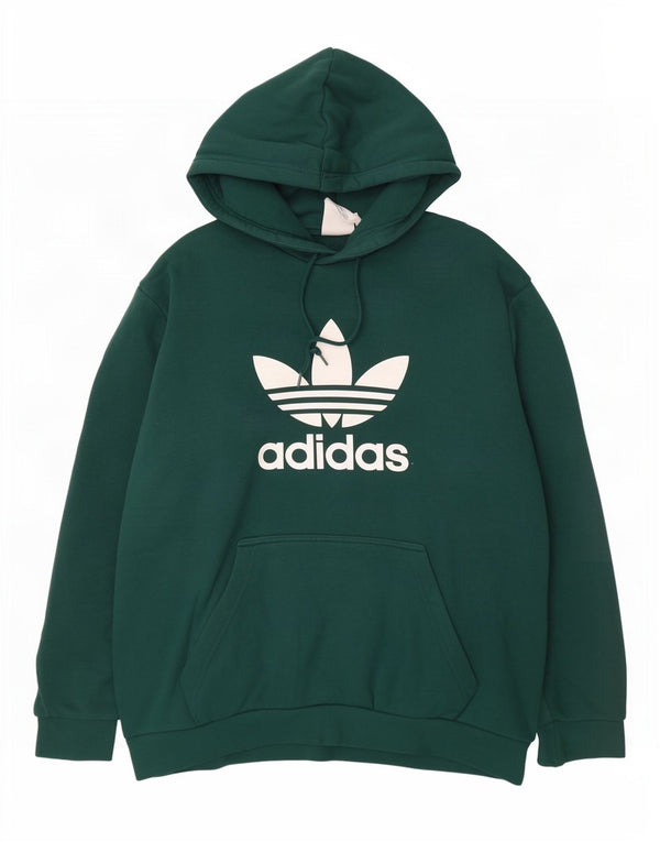 Felpa con cappuccio grafica da uomo Adidas XL in cotone verde