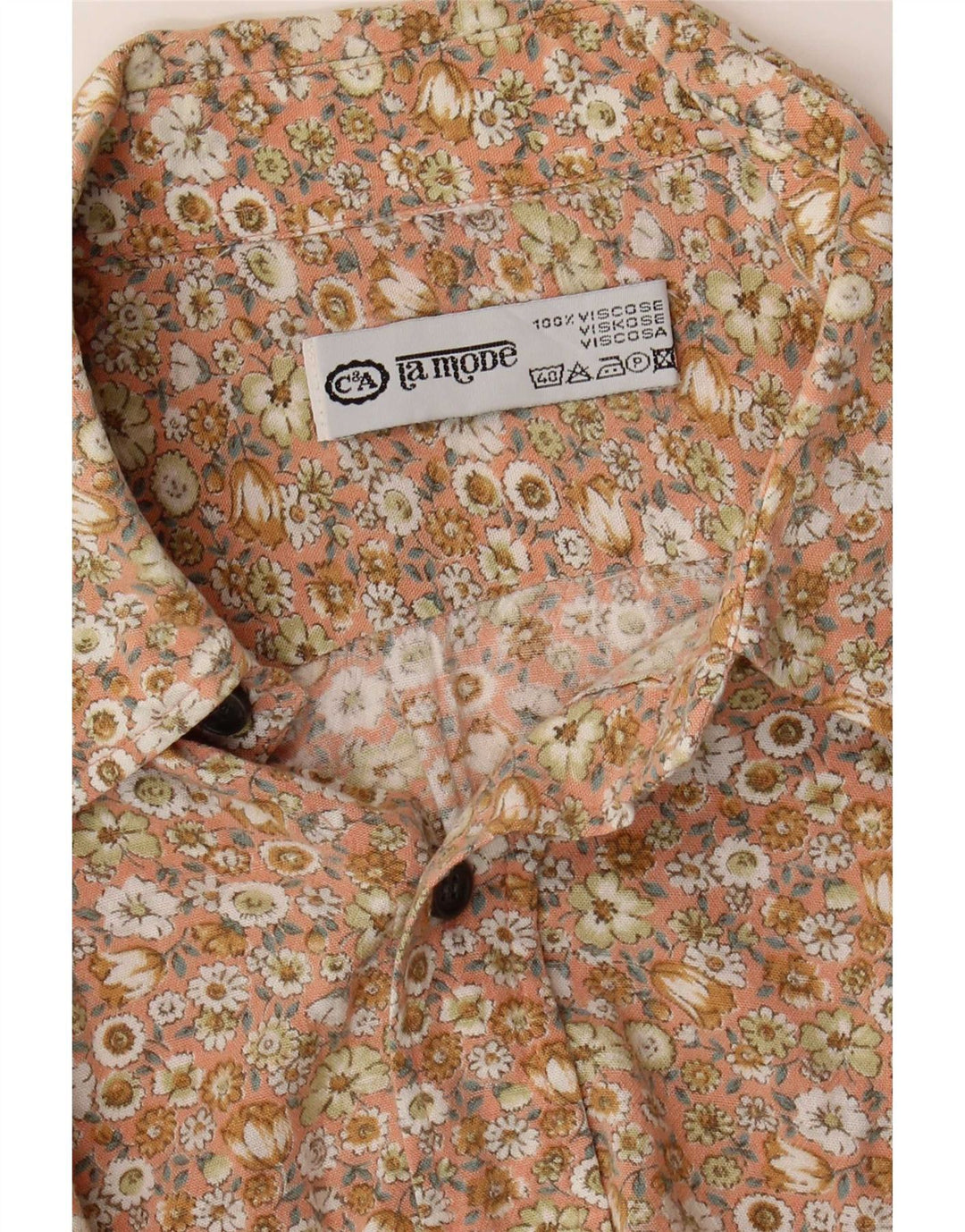 C&A Camicia da uomo a maniche corte grande in viscosa floreale beige