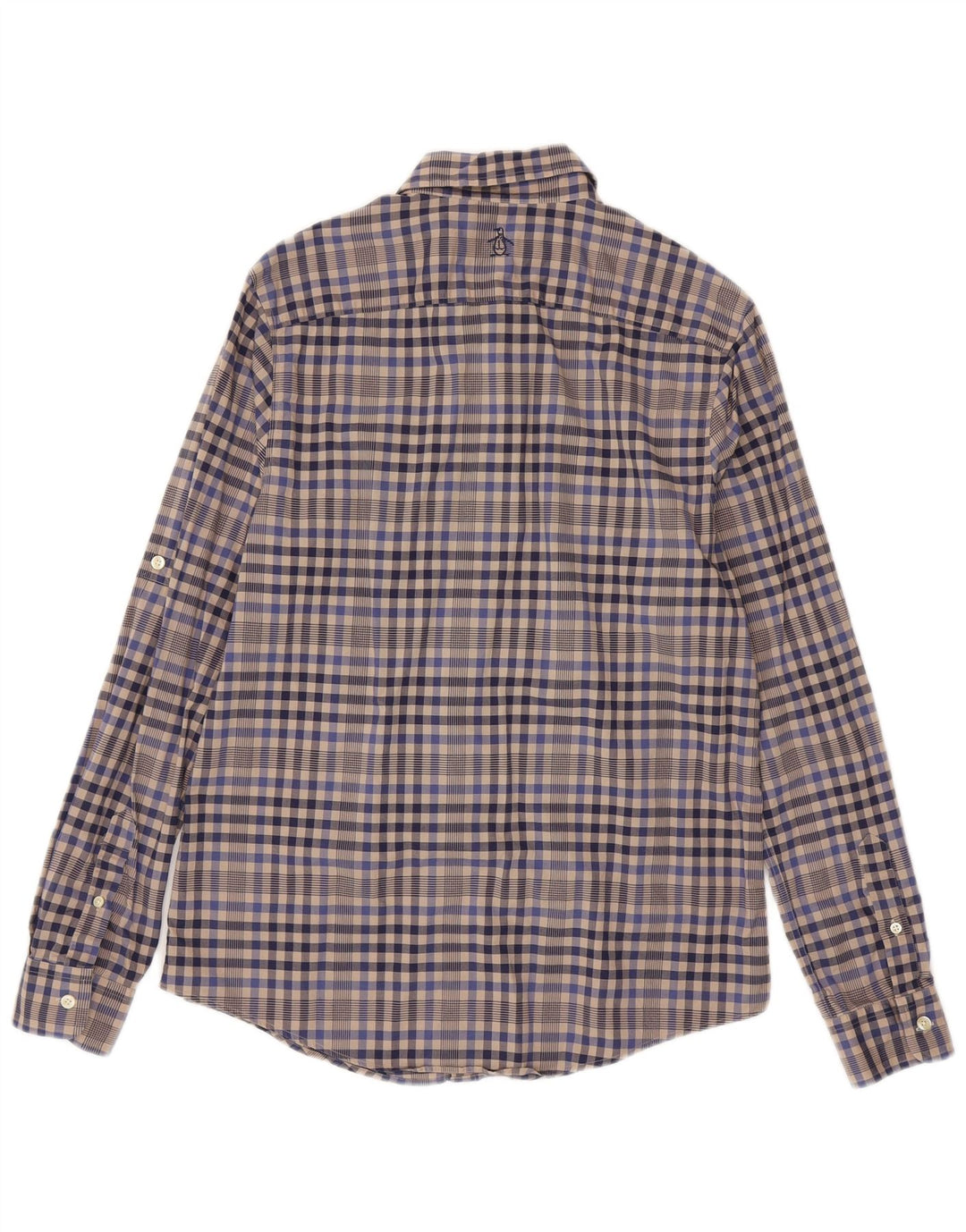 Camicia da uomo Penguin in cotone a quadretti grigio medio