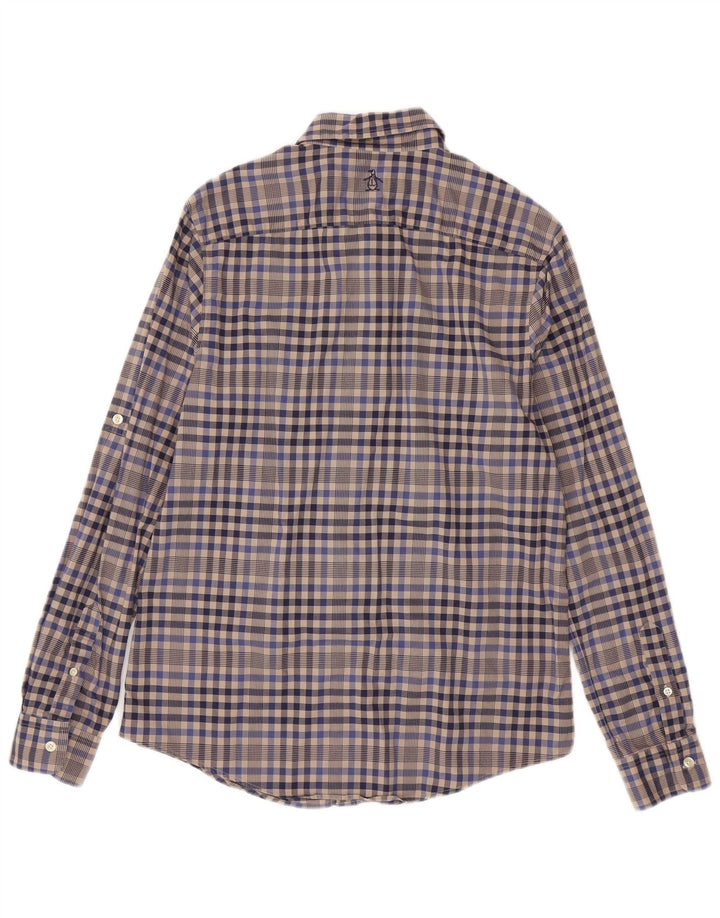 Camicia da uomo Penguin in cotone a quadretti grigio medio