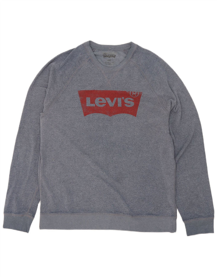 Levi's Felpa con grafica da uomo Maglione grande poliestere blu