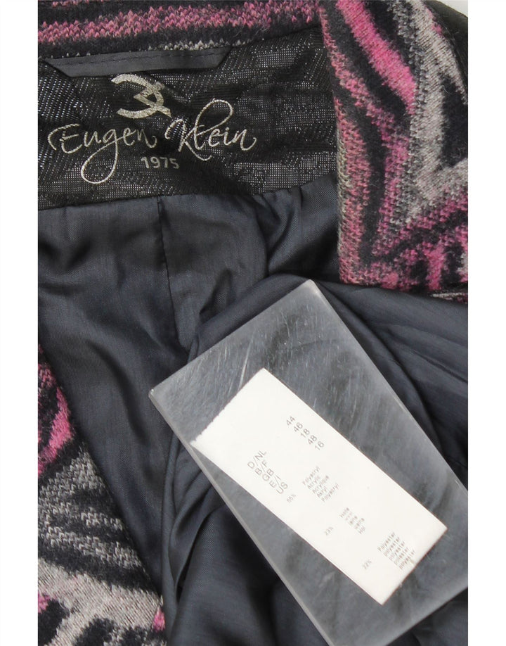 Giacca blazer vintage da donna a 3 bottoni UK 18 XL poliacrilico geometrico rosa