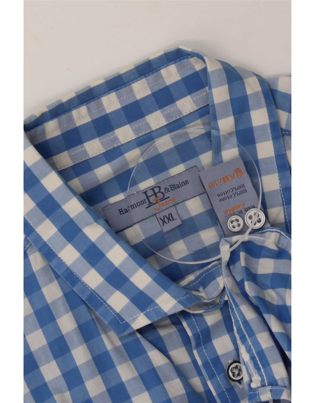 Camicia da uomo Harmont & Blaine 2XL in cotone a quadretti blu