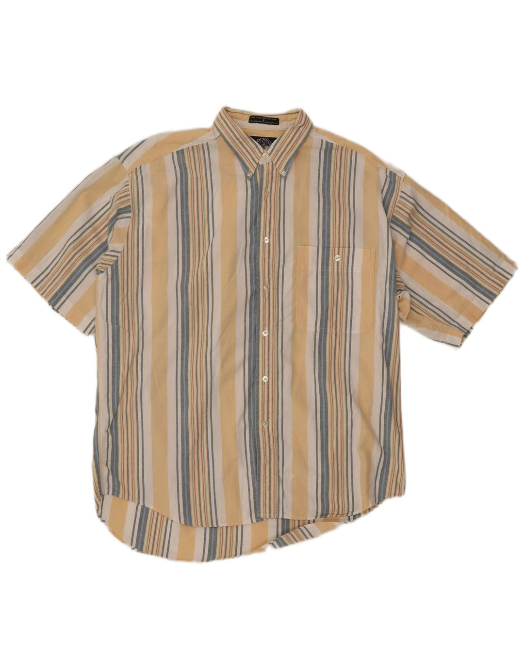 DOCKERS Camicia a maniche corte da uomo in cotone a righe grandi gialle