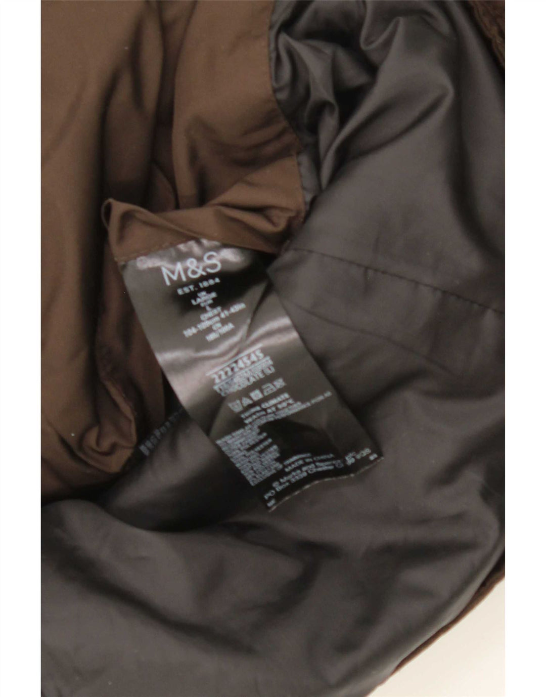 Giacca trapuntata da uomo Marks & Spencer UK 40 Large Marrone Poliestere
