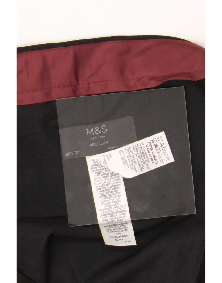 Pantaloni da abito regolari da uomo Marks & Spencer W38 L31 poliestere nero