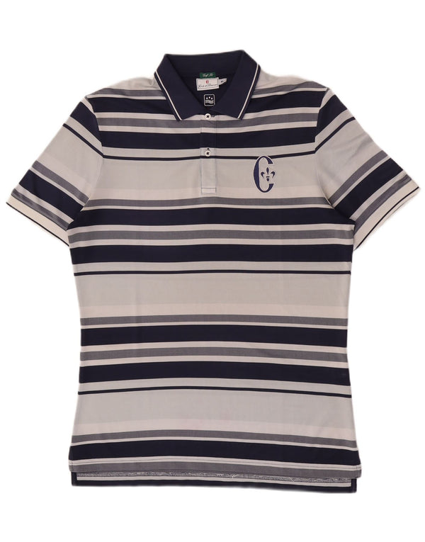 Polo da uomo Conte of Florence XL in poliestere a righe blu navy