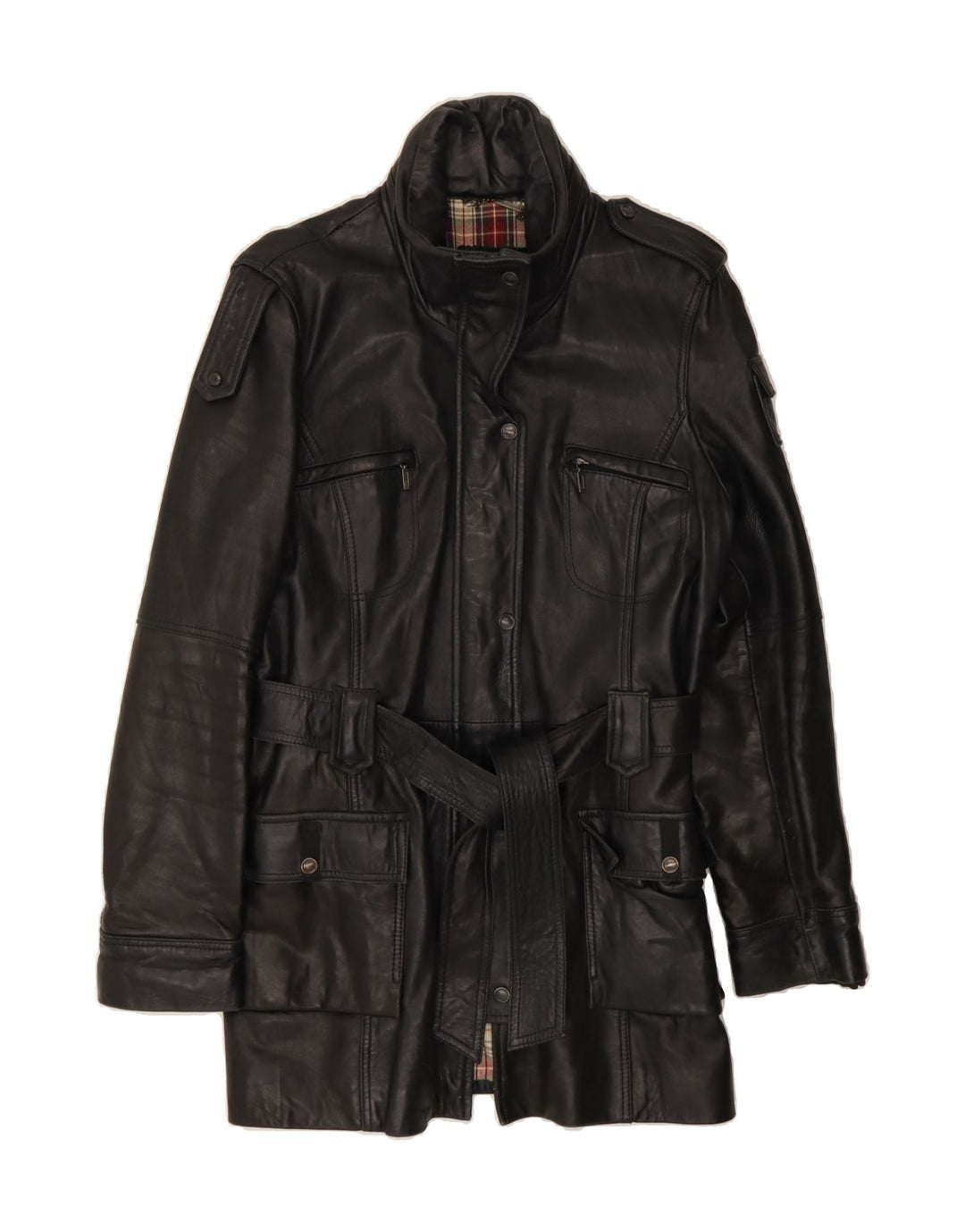 CONBIPEL Womens Leather Coat IT 48 XL Black Leather Vintage Conbipel and Second-Hand Conbipel from Messina Hembry 