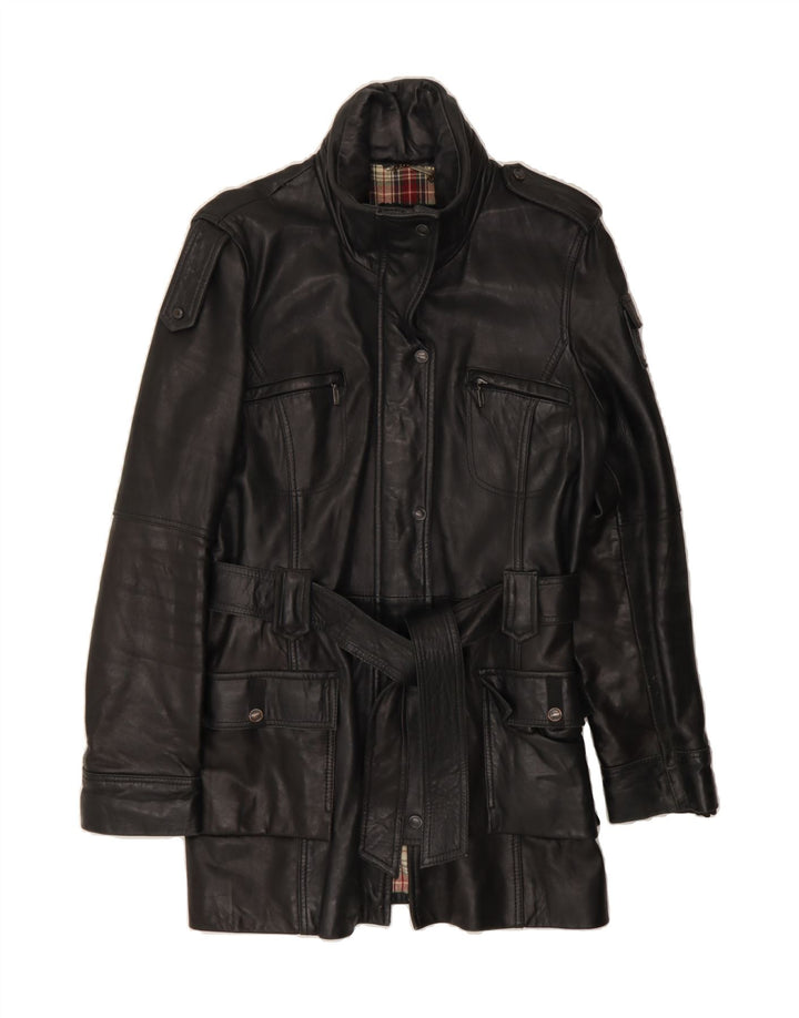 CONBIPEL Womens Leather Coat IT 48 XL Black Leather Vintage Conbipel and Second-Hand Conbipel from Messina Hembry 
