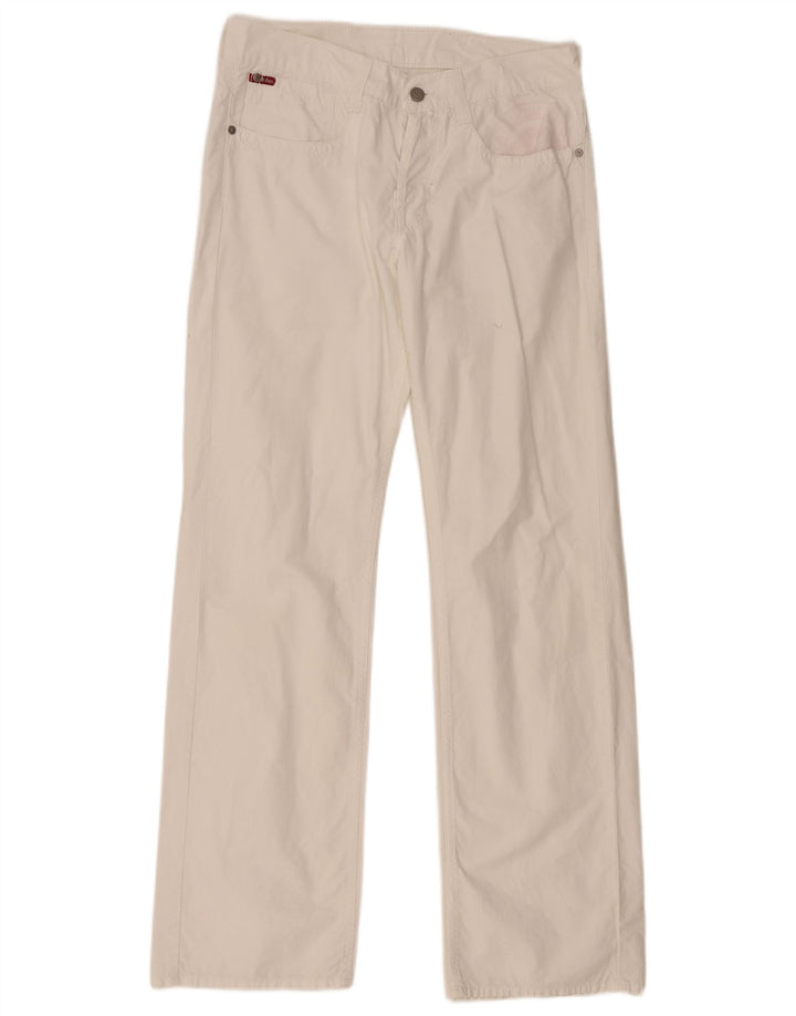 LEE COOPER Womens Straight Casual Trousers W33 L33 White Cotton