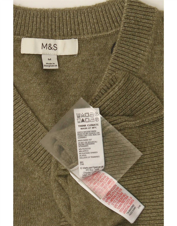 Maglione da uomo Marks & Spencer con scollo a V Poliestere verde medio