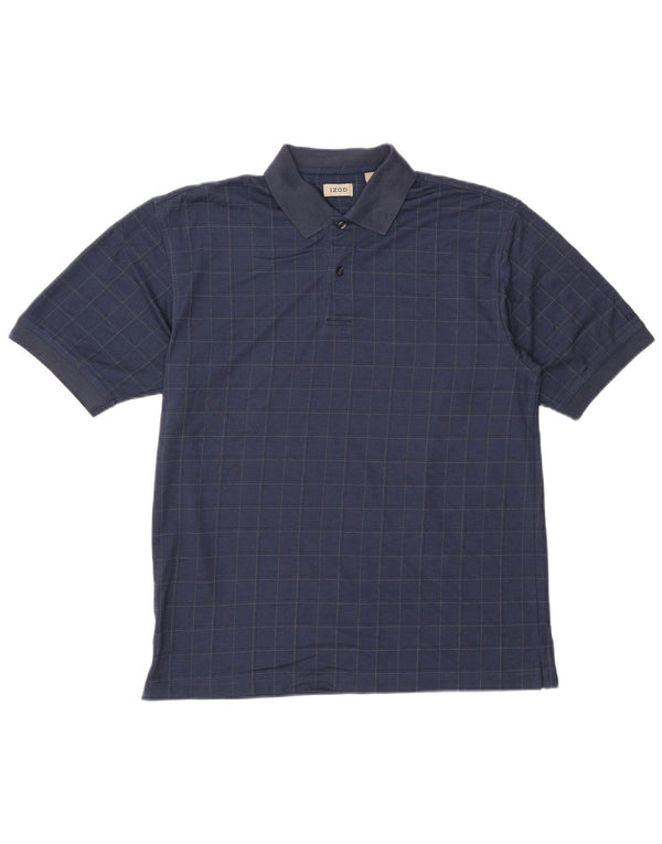 Polo da uomo Izod in cotone a quadri blu navy medio
