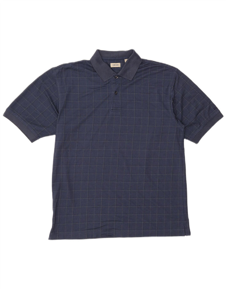 Polo da uomo Izod in cotone a quadri blu navy medio
