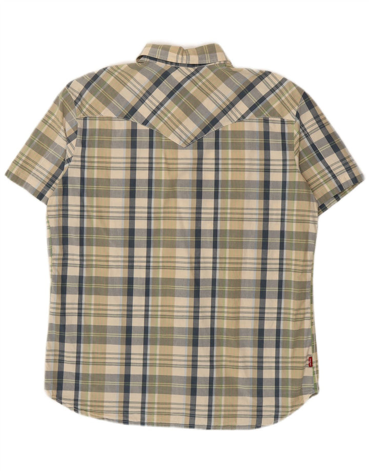Levi's Camicia a maniche corte da uomo in cotone a quadri verdi grandi