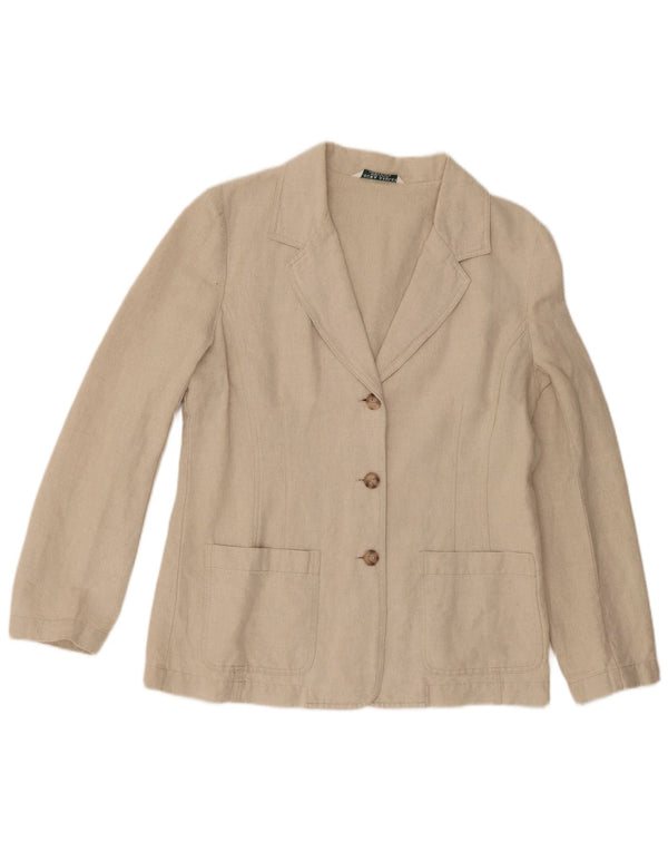 Giacca blazer a 3 bottoni da donna Laura Ashley UK 14 grande lino beige