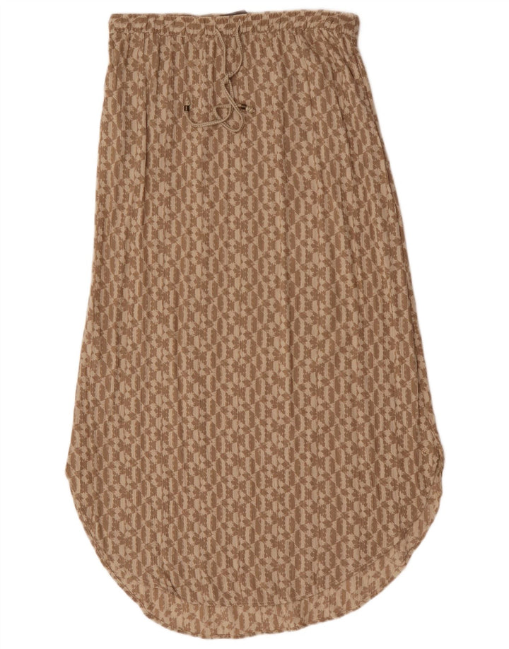 Gonna lunga da donna Eddie Bauer UK 14 media W30 Rayon geometrico beige