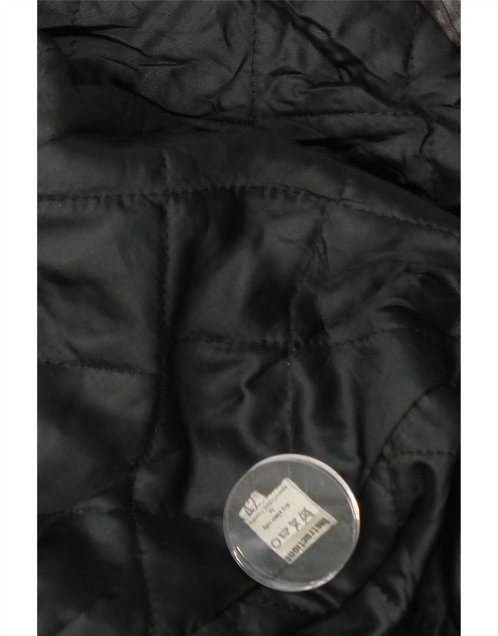 VINTAGE Womens Abstract Pattern Leather Coat EU 42 Large Black Leather Vintage Vintage and Second-Hand Vintage from Messina Hembry 
