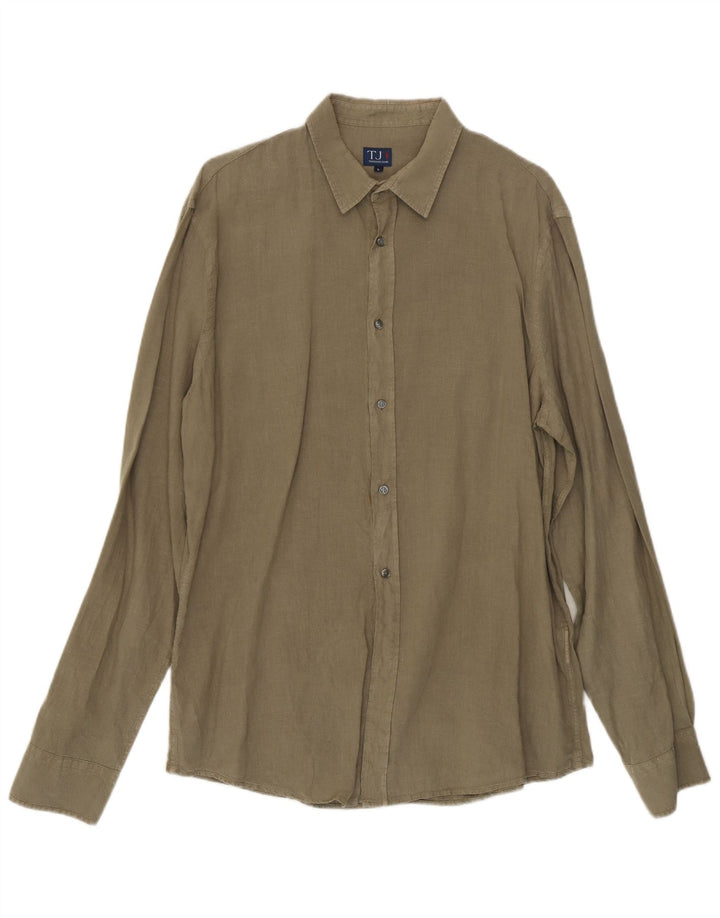 Camicia Uomo Trussardi Jeans Large Lino Kaki