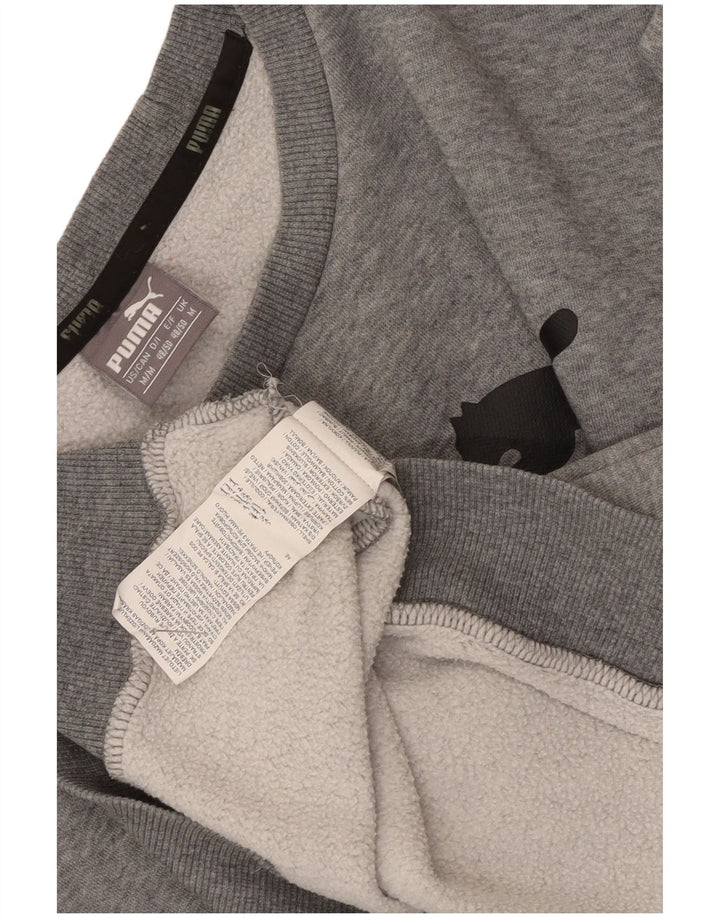 Felpa grafica da uomo Puma Maglione in cotone chiazzato grigio medio