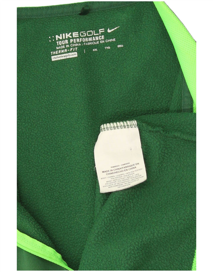 Top della tuta da ginnastica Nike Therma-Fit con collo e zip da uomo 2XL verde poliestere