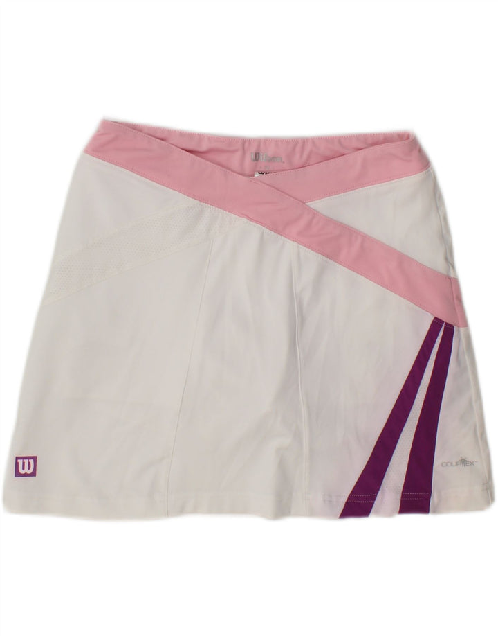 WILSON Womens Skort UK 12 Medium  White Colourblock Polyester Vintage Wilson and Second-Hand Wilson from Messina Hembry 