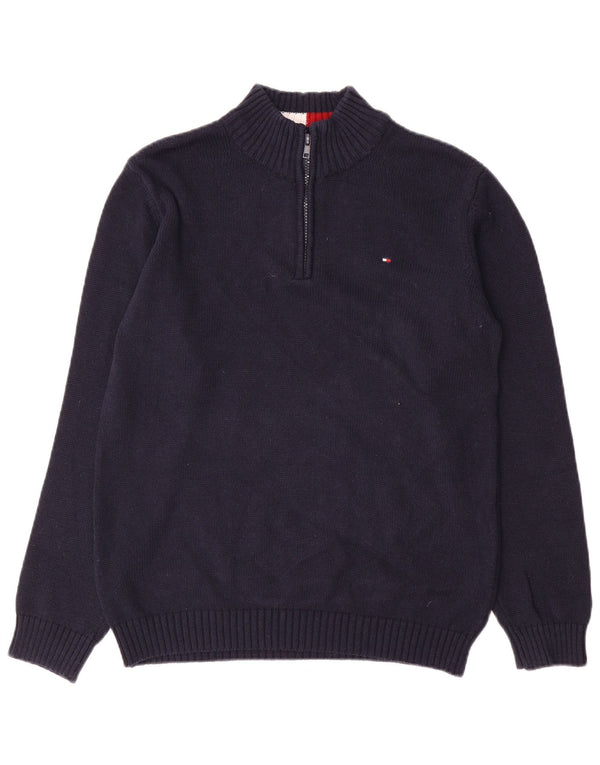 TOMMY HILFIGER Maglione con collo con zip per ragazzi 14-15 anni in cotone blu navy
