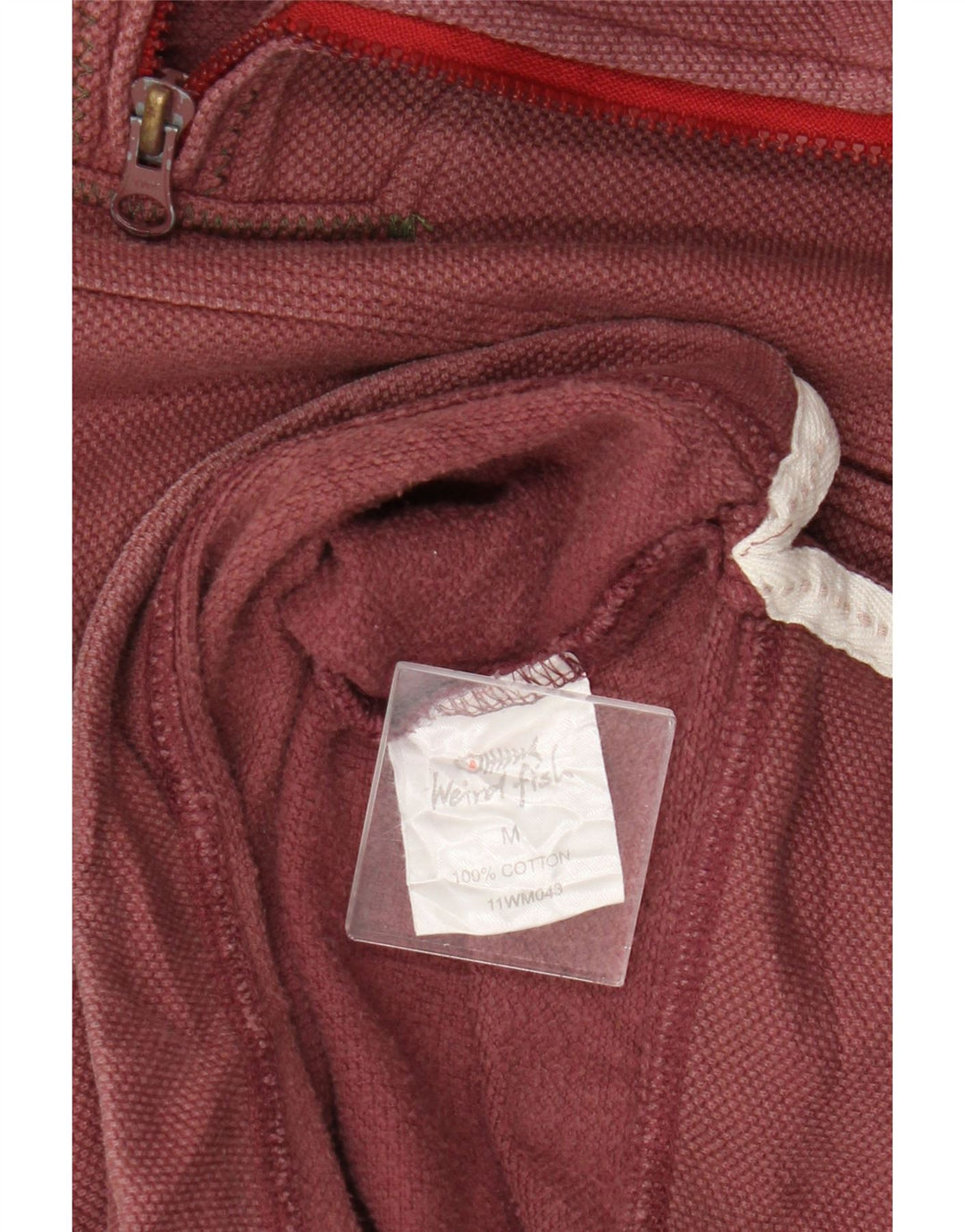 Felpa da uomo con zip e collo Weird Fish in cotone marrone medio
