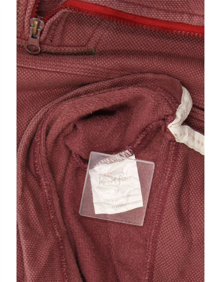 Felpa da uomo con zip e collo Weird Fish in cotone marrone medio