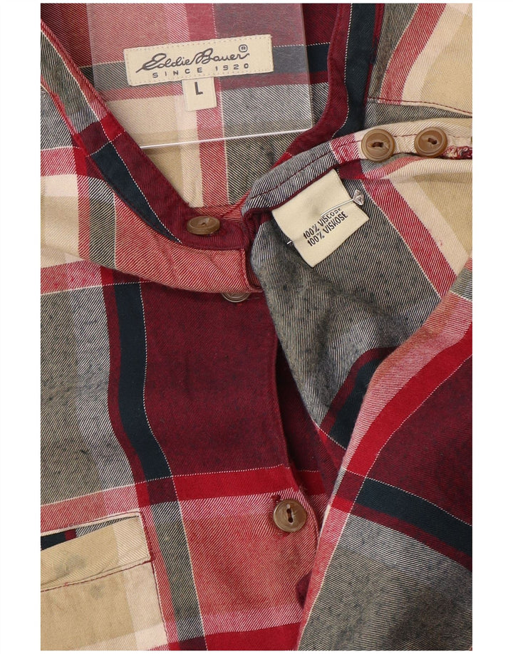 Abito camicia da donna Eddie Bauer UK 16 Viscosa a quadri rossi grandi