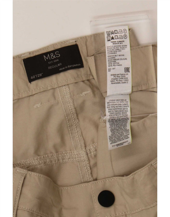 Pantaloni cargo vestibilità regolare da uomo Marks & Spencer W40 L29 cotone beige