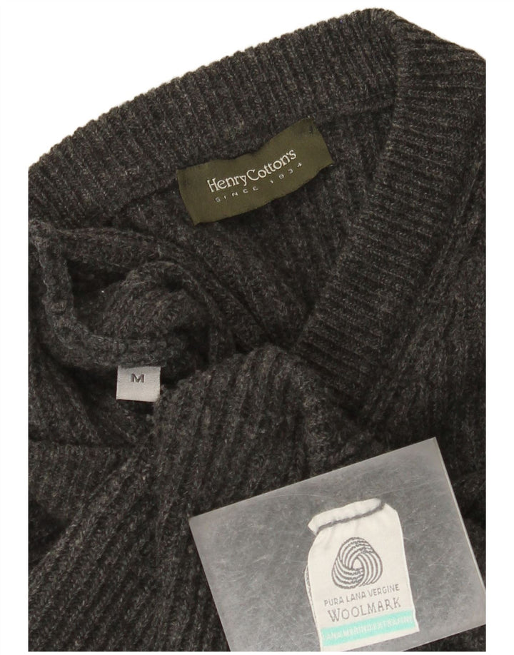 Maglione da uomo con scollo a V Henry Cottons in lana grigio medio