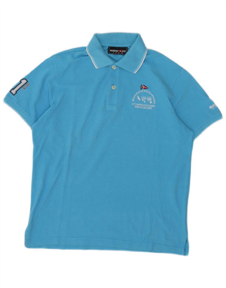 Polo grafica da uomo Murphy & Nye grande in cotone blu