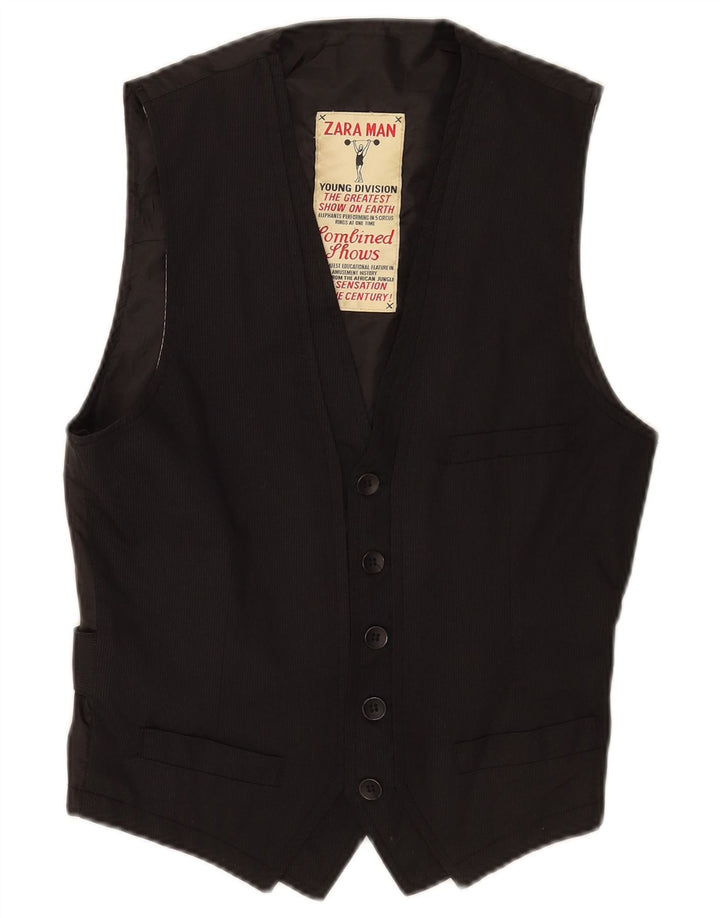 Gilet Zara Uomo XS Nero Gessato Poliestere