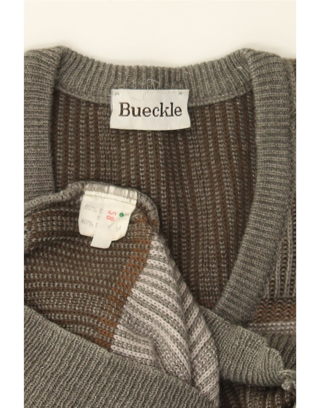 BUECKLE Mens V-Neck Jumper Sweater IT 58 2XL Grey Check Polyacrylic Vintage Bueckle and Second-Hand Bueckle from Messina Hembry 