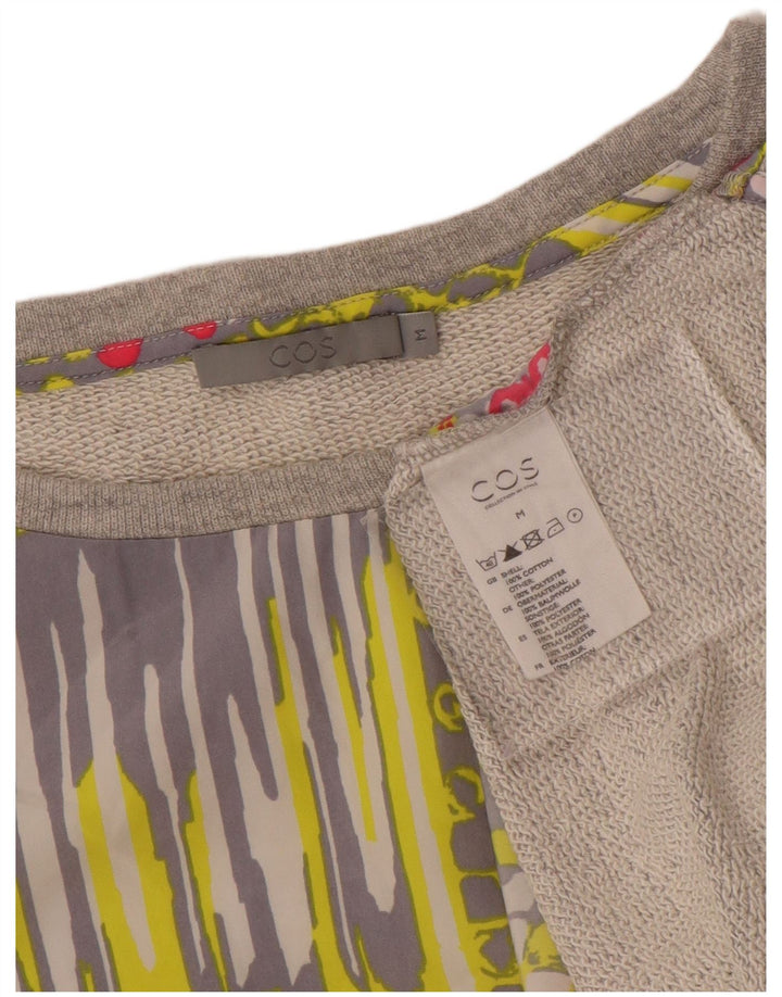 Felpa da donna Cos Jumper UK 14 Cotone geometrico grigio medio