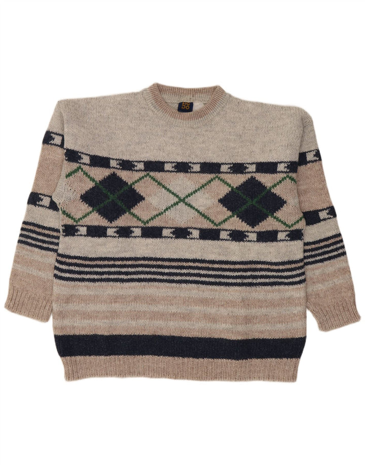 Maglione maglione girocollo da uomo Lotto grande grigio a rombi/diamante