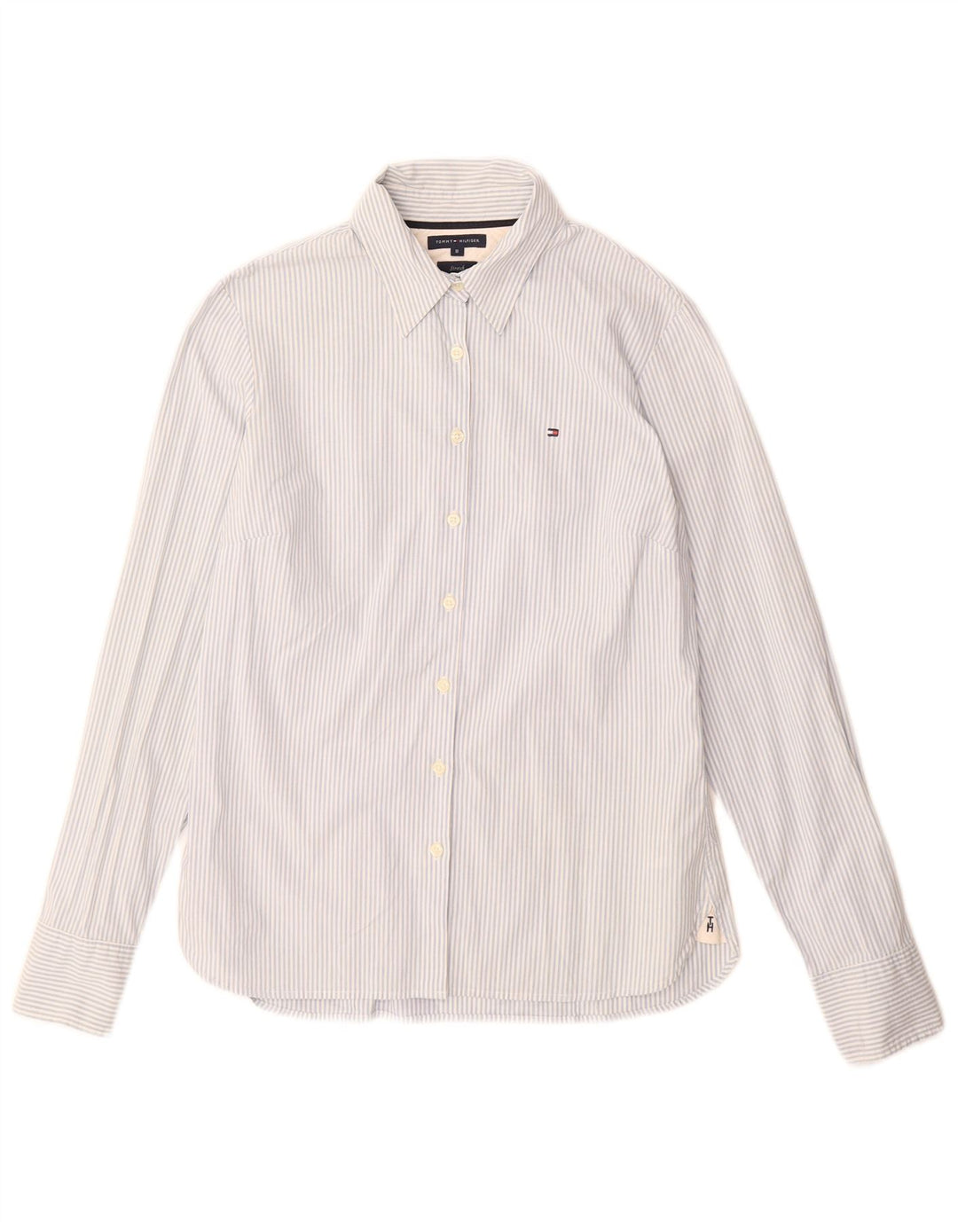 Camicia da donna Tommy Hilfiger US 8 cotone gessato blu medio