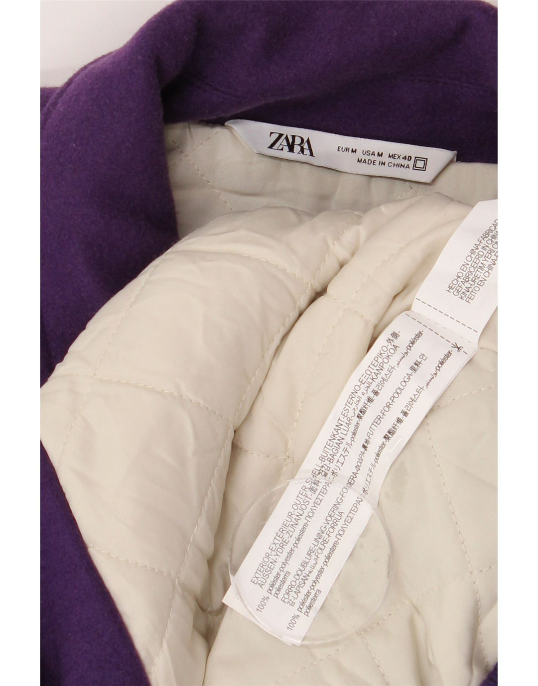 Giacca college grafica da uomo ZARA UK 38 Poliestere color block viola medio