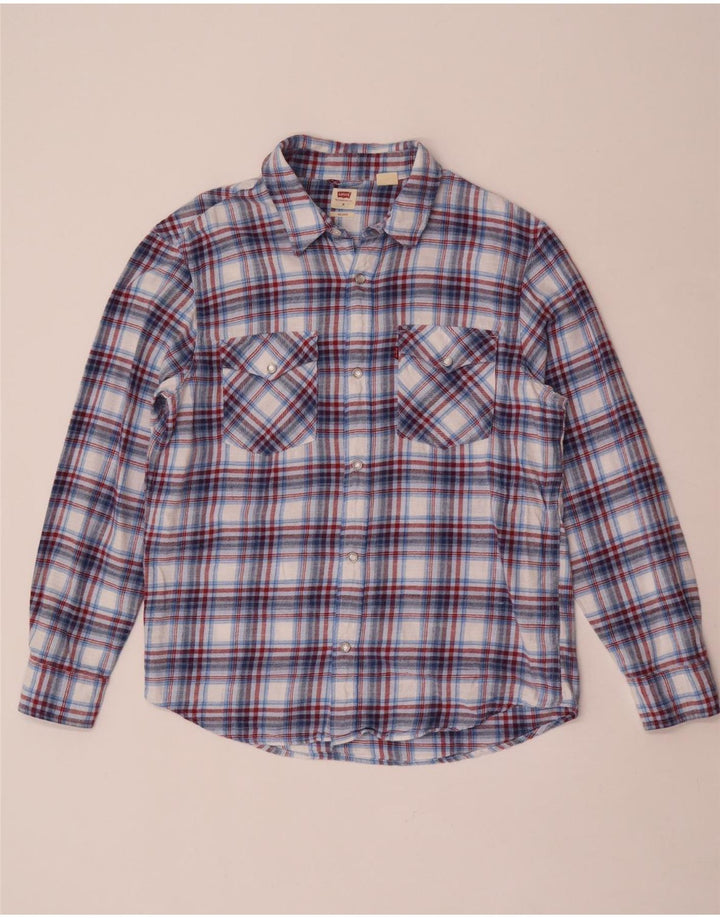 Camicia Levi's da uomo in flanella di cotone a quadri blu medio