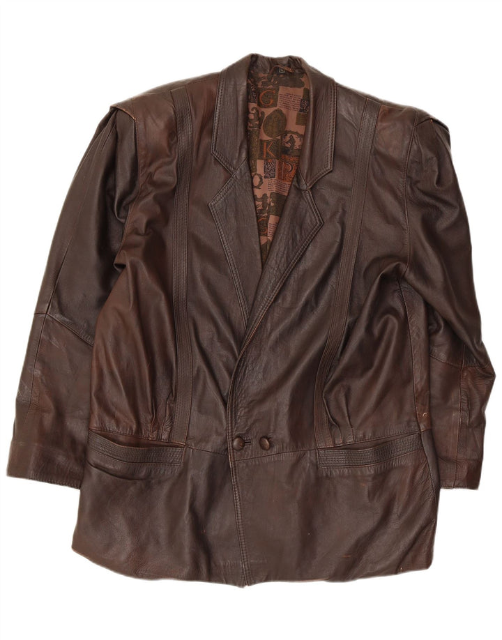 Giacca in pelle da donna vintage IT 42 in pelle marrone medio
