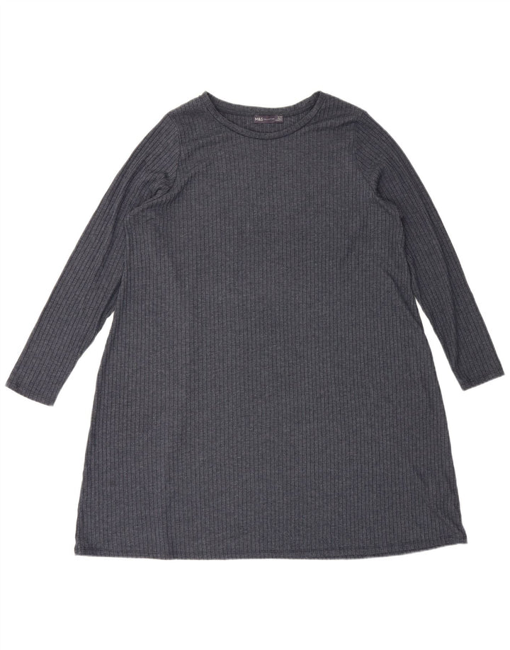 Abito basic a maniche lunghe da donna Marks & Spencer UK 20 2XL Blu navy